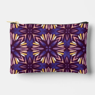 Boho Blossom: Purple Artistic Floral Pattern Duffl Accessory Pouch