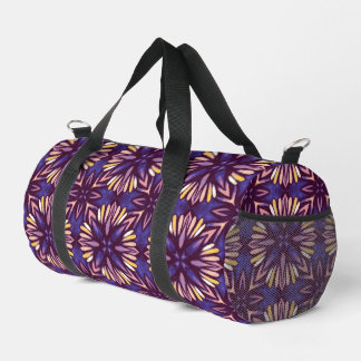 Boho Blossom: Purple Artistic Floral Pattern Duffle Bag