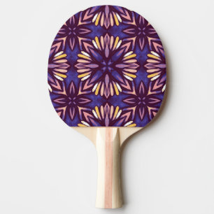 Boho Blossom: Purple Artistic Floral Pattern Ping Pong Paddle