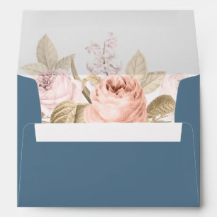 Boho Blue and Blush Peonies Wedding Envelope