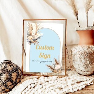 Boho blue arch Floral Grass Baby Custom party sign