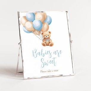 Boho Blue Balloon Bear Baby Babies are Sweet Poster