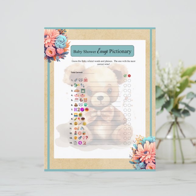 Boho Blue Bear Baby Emoji Game  (Standing Front)