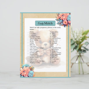Boho Blue Bear Baby Shower Candy Match Game