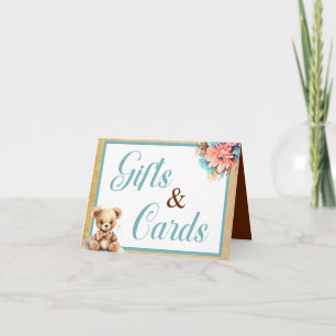 Boho Blue Bear Baby Shower Gifts and Cards