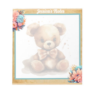 Boho Blue Bear Baby Shower  Notepad