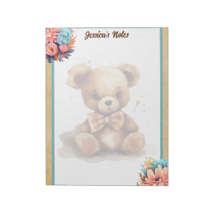 Boho Blue Bear Baby Shower Notepad