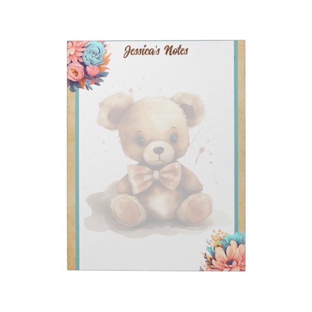Boho Blue Bear Baby Shower  Notepad (Rotated)