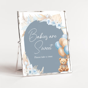 Boho Blue Bear Balloon Babies are Sweet Poster