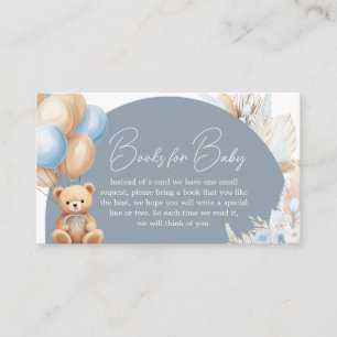 Boho Blue Bear Balloon Baby Shower Books for Baby Enclosure Card