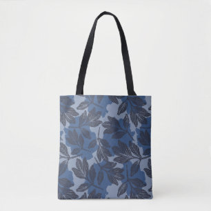 Boho Blue Botanical Pattern Tote Bag