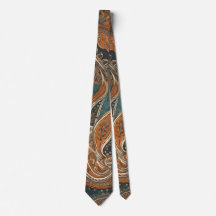 Boho Blue Brown Combo Eclectic Style Neck Tie