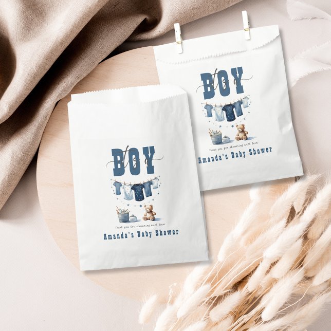 Boho Blue Clothesline Sweet Its a Boy Baby Shower Favour Bags (Creator Uploaded)