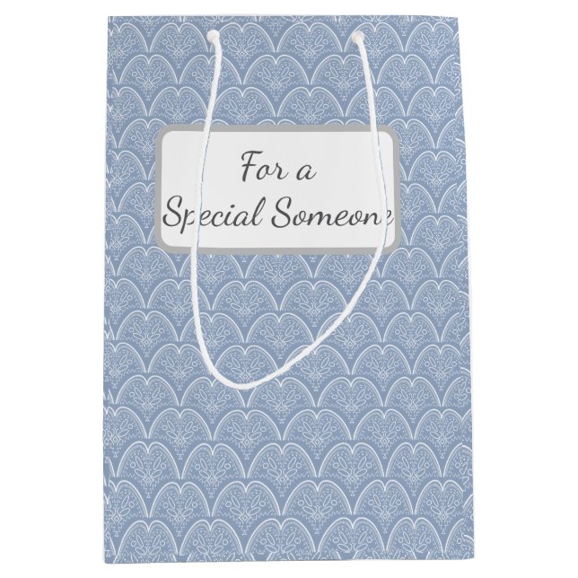 Boho Blue Delicate Shells Medium Gift Bag (Front)