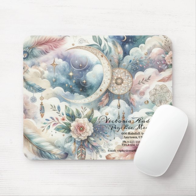 Boho Blue Dreamcatcher Psychic Reading Logo Mouse Mat (With Mouse)