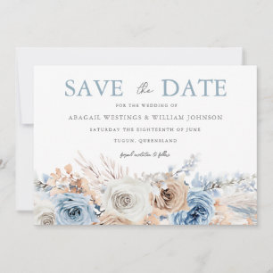 Boho Blue: Dusty Blue Bohemian Floral Wedding Save The Date