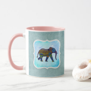 Boho Blue Elephant Mug