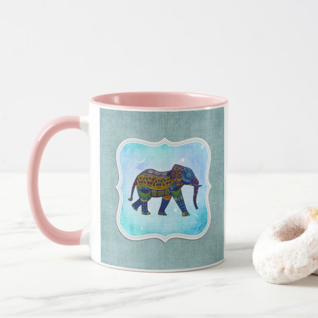 Boho Blue Elephant Mug (With Donut)