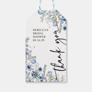 Boho Blue Floral Bridal Shower Thank You Gift Tag