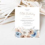 Boho Blue Floral Budget 50th Birthday Invitation<br><div class="desc">Boho Blue Floral Budget 50th Birthday Invitation</div>