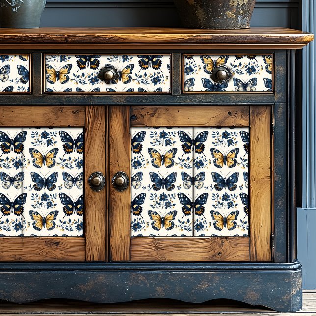 Boho Blue Floral Butterfly Decoupage Tissue Paper (Creator Uploaded)