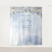Boho blue floral eucalyptus and gold frame Wedding