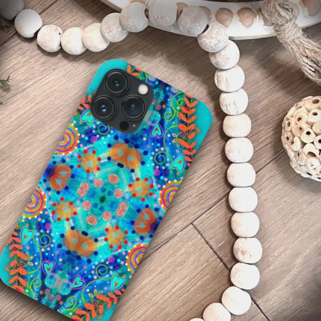 Boho Blue Floral Fun Trendy Cute Inspirivity  Case-Mate iPhone Case (Creator Uploaded)