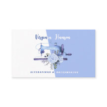 Boho Blue Floral Seamstress Sewing Machine Tailor