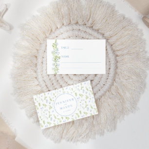 Boho blue flower rustic wedding Flat Place Card