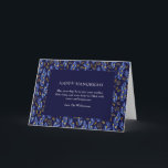 Boho Blue Hanukkah Botanical Custom Blank Folded Holiday Card<br><div class="desc">Celebrate the Festival of Lights with this modern Hanukkah card featuring a deep navy background surrounded by hand-painted blue and gold botanical leaves. The elegant layout and heartfelt message create a warm,  timeless design perfect for sending joy and peace to family and friends this Hanukkah season.</div>