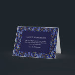 Boho Blue Hanukkah Botanical Custom Blank Folded Holiday Card<br><div class="desc">Celebrate the Festival of Lights with this modern Hanukkah card featuring a deep navy background surrounded by hand-painted blue and gold botanical leaves. The elegant layout and heartfelt message create a warm,  timeless design perfect for sending joy and peace to family and friends this Hanukkah season.</div>