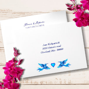 Boho Blue Hummingbirds Mexican Wedding Envelope