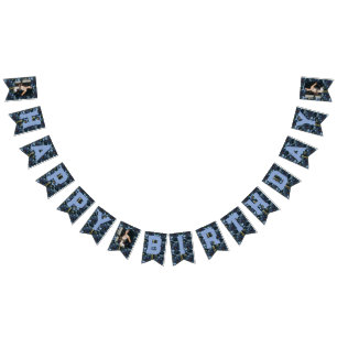 Boho Blue Lilies Accent Boho Birthday Bunting