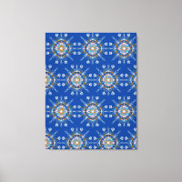Boho Blue Mandala Hand Drawn Art Canvas Print