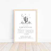 Boho Blue Modern Boys First Rodeo 1st Birthday