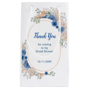 Boho Blue  Pampas Grass Bridal Shower Small Gift Bag