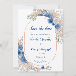 Boho Blue Pampas Grass Save the Date