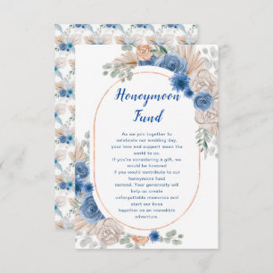 Boho Blue Pampas Grass Wedding honeymoon Fund Enclosure Card