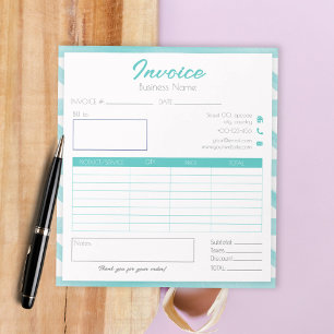boho blue pattern easy small business invoice notepad