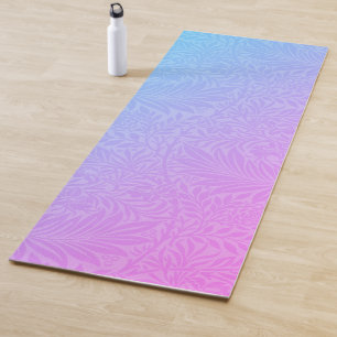 Boho Blue Pink Botanical Yoga Mat