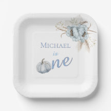Boho Blue Pumpkin 1st Birthday Boy
