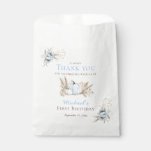 Boho Blue Pumpkin 1st Birthday Thank You
