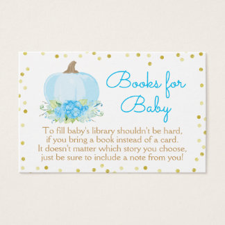 Boho Blue Pumpkin Baby Shower Bring a Book Card