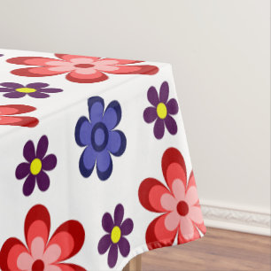 Boho Blue Purple Red Flowers Small Tablecloth