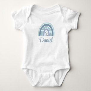 Boho Blue Rainbow Custom Name Baby Bodysuit
