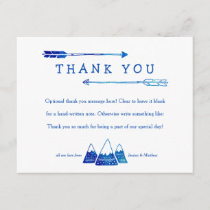 Boho Blue Thank You Card for Adventure Baby Shower