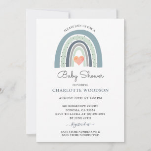 Boho Blue Watercolor Shower Invitation