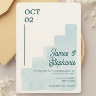 Boho Blue Wedding  Invitation