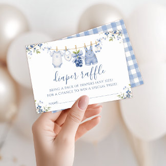 Boho Blueberry Baby Boy Shower Diaper Raffle Card