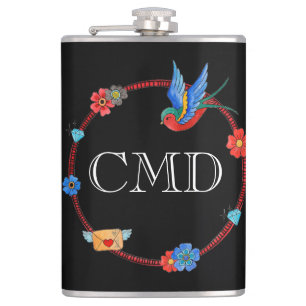 Boho Bluebird Customisable Flask